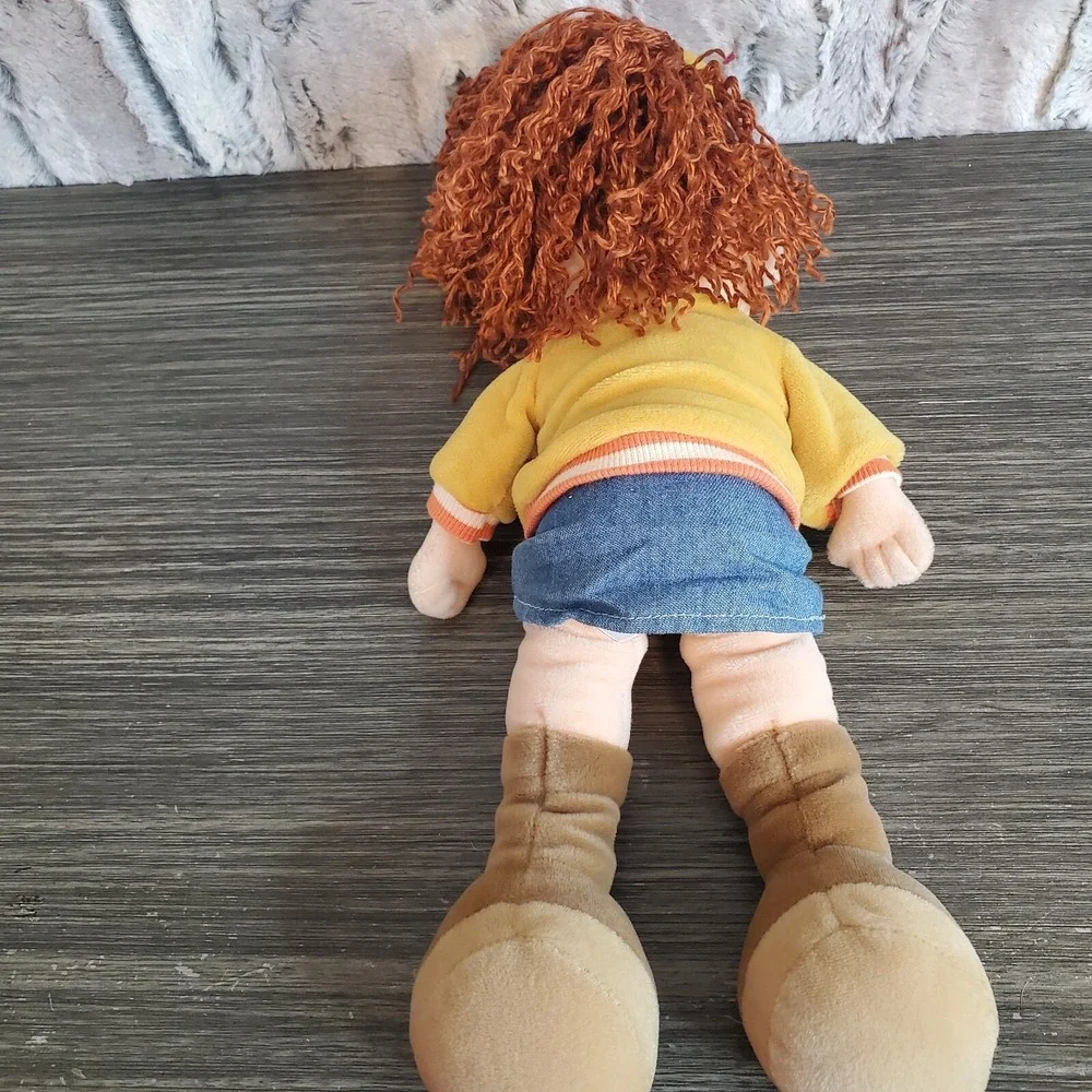 People Pals Curly Red Hair Plush Doll Wearing Jean‎ Skirt Yellow Jacket 13